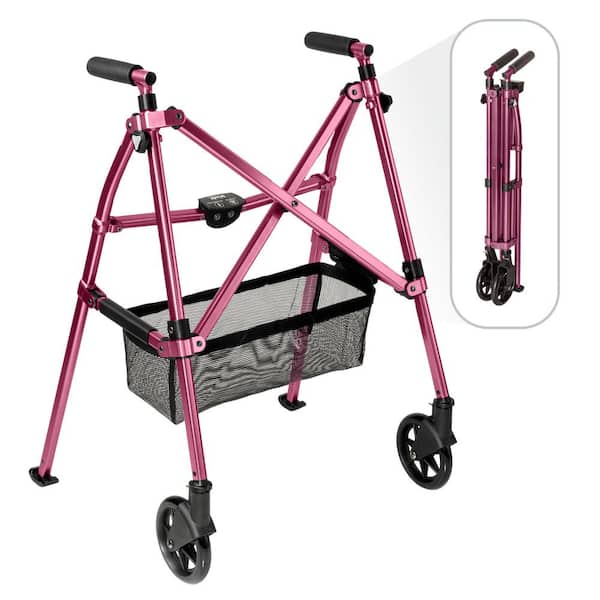 Stander Wonder Walker Plus, 2-Wheel Lightweight Folding Walker in Regal Rose
