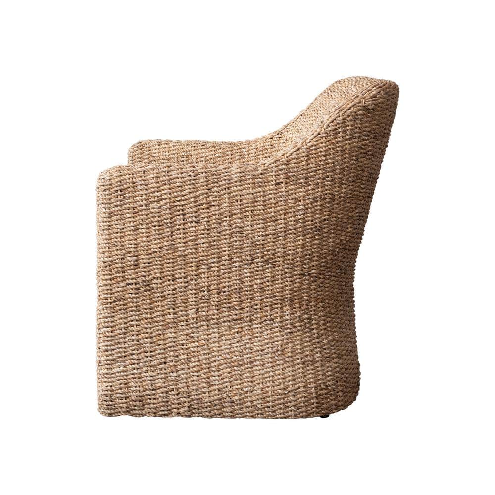 Natural Acacia Wood Lounge Chair with White Cushions