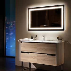40 in. W x 24 in. H Rectangular Frameless Anti-Fog Wall Mounted LED Light Bathroom Vanity Mirror with Touch Button