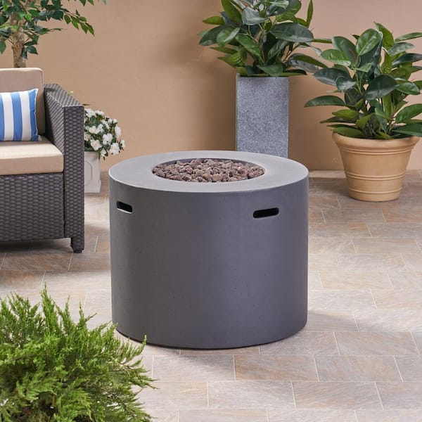 31 in. W 40,000 BTU Round Concrete Outdoor Propane Gas Fire Pit Table