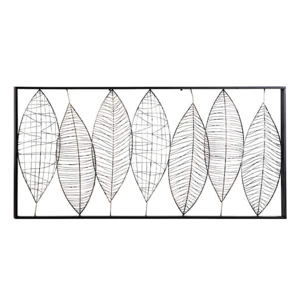 Deco 79 Metal Plate Wall Decor with Textured Pattern, 47 x 2 x 21, Black
