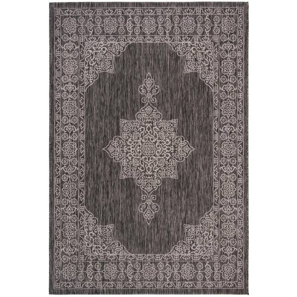SAFAVIEH Courtyard Black/Ivory 8 ft. x 11 ft. Indoor/Outdoor Area Rug