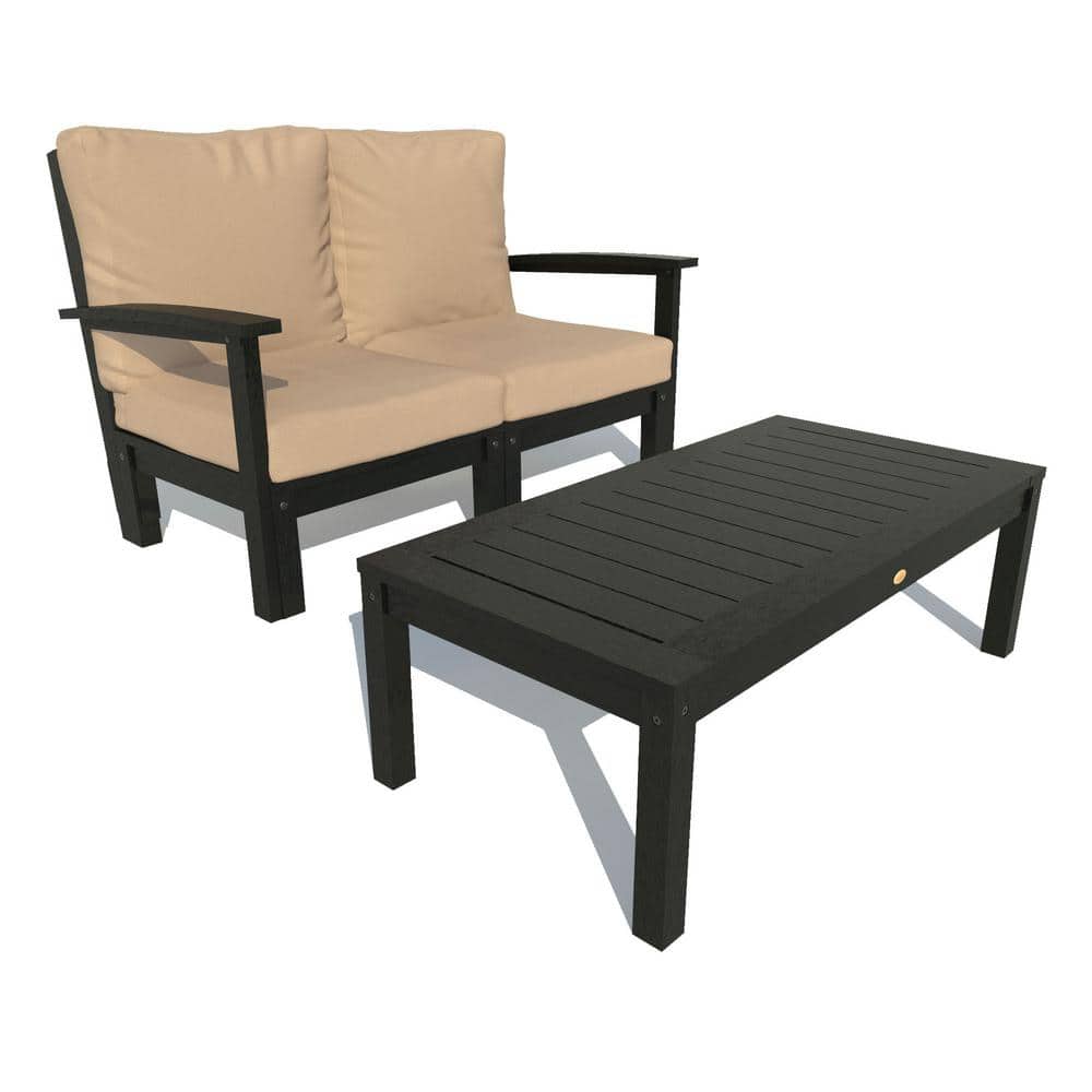 Highwood Bespoke Deep Seating 2Piece Plastic Outdoor Loveseat and
