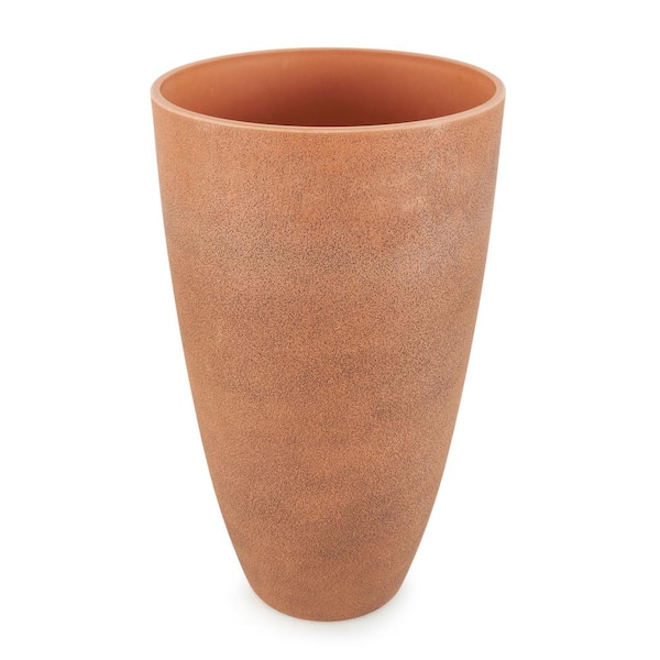 Algreen 12 in. D x 20 in. H Acerra Rust Plastic Weather Protected Recycled Composite Vase Planter Pot
