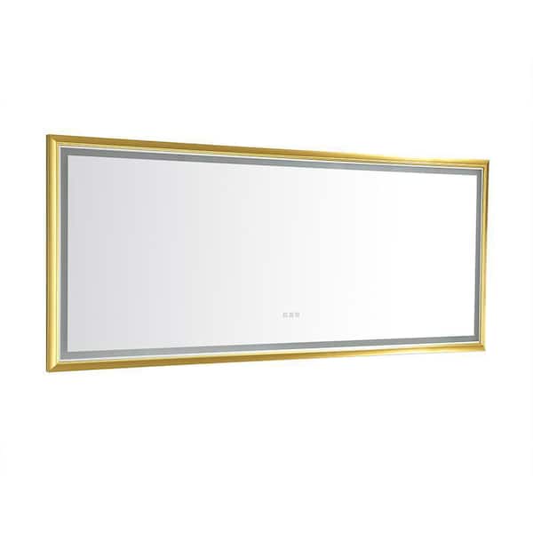 EPOWP 84 in. W x 34 in. H Large Rectangular Aluminium Framed LED Dimmable Wall Bathroom Vanity Mirror in Silver