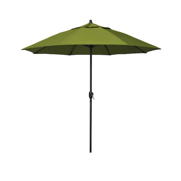 California Umbrella 7.5 ft. Black Aluminum Market Patio Umbrella Fiberglass Ribs and Auto Tilt in Kiwi Olefin