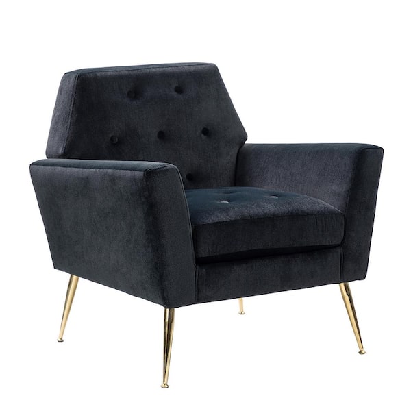 JAYDEN CREATION Ernesto Black Upholstered Armchair with Tufted