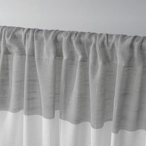 Darma Black Pearl Stripe Sheer Rod Pocket Curtain, 50 in. W x 108 in. L (Set of 2)