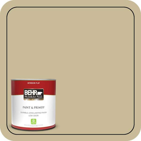 BEHR PREMIUM PLUS 1 qt. #PPU8-09 Tea Bag Flat Low Odor Interior Paint & Primer