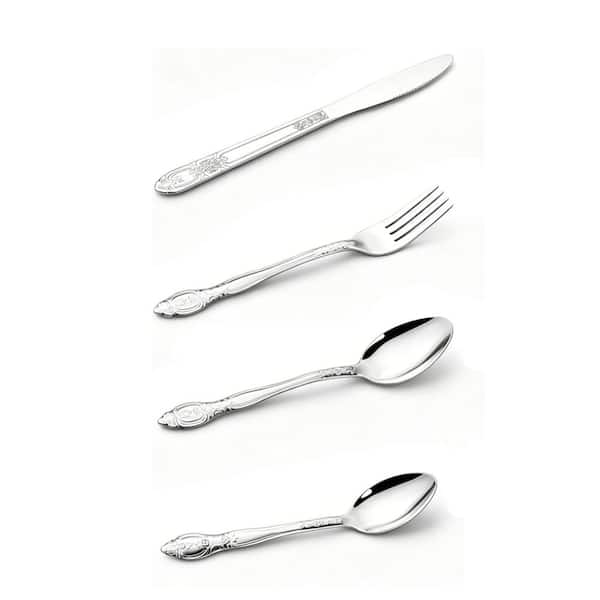 4-Piece Premium Stainless Steel Flatware Set for Home, 1 Dinner Fork, 1 Dinner Knife, 1 Dinner Spoon and 1 Tea Spoon