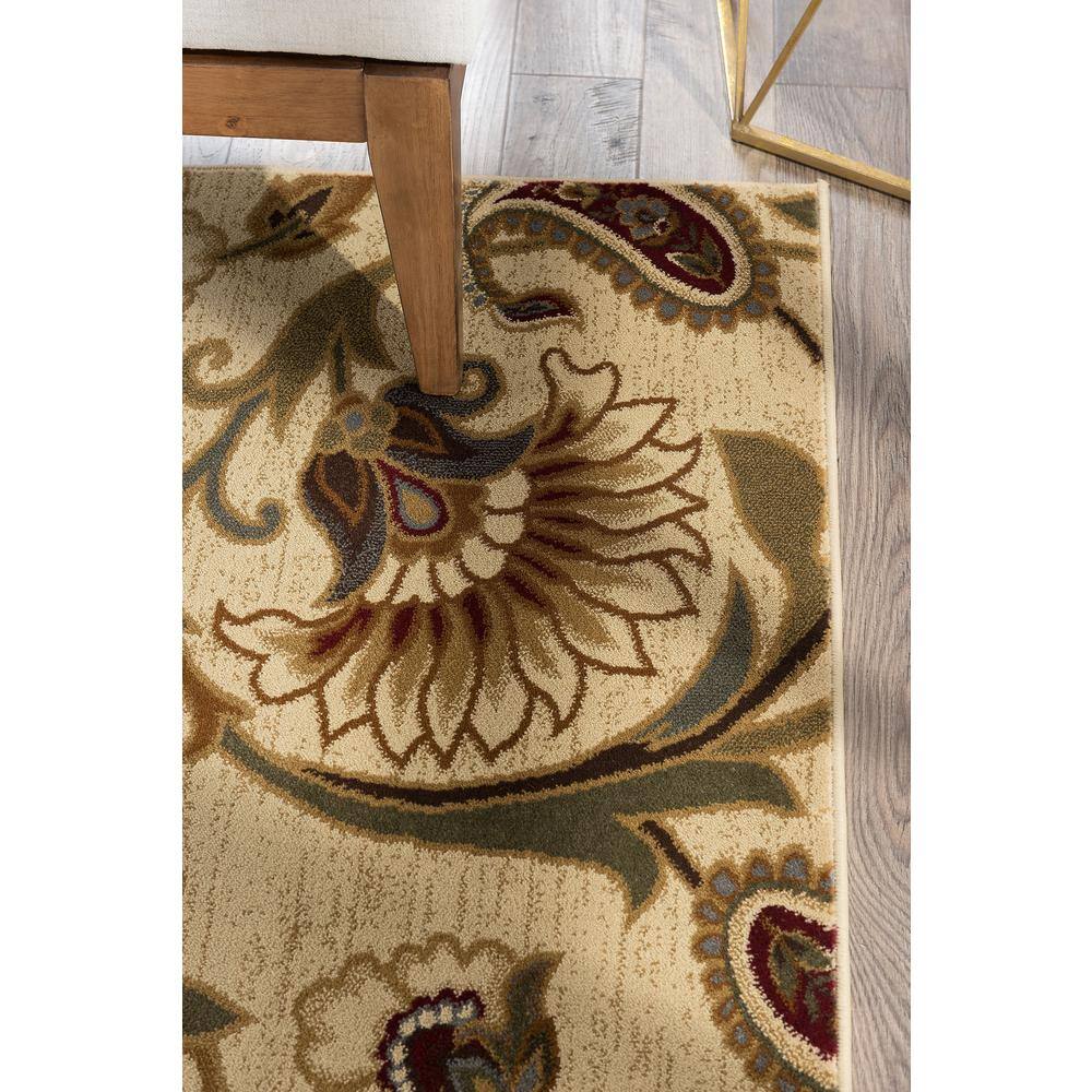 Ivory Floral Synthetic 4' x 6' Area Rug