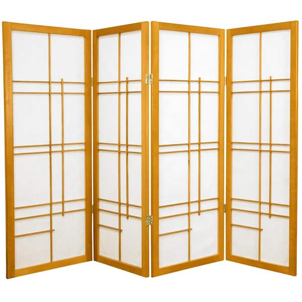 Oriental Furniture 4 ft. Honey 4-Panel Room Divider