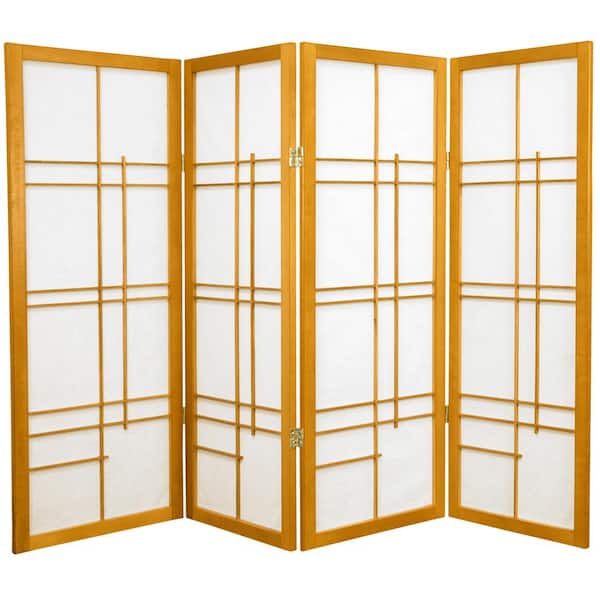 RED LANTERN 4 ft. Honey 4-Panel Room Divider