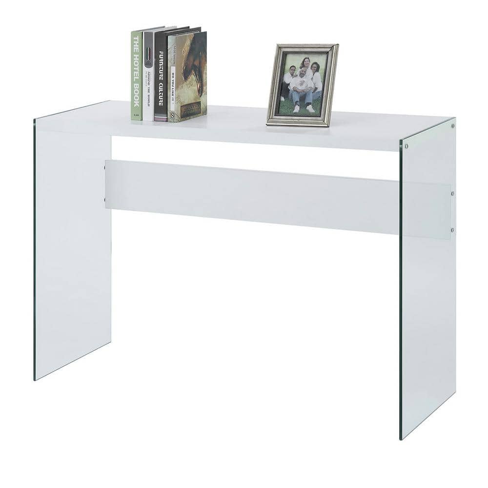 White and Glass Console Table with Storage