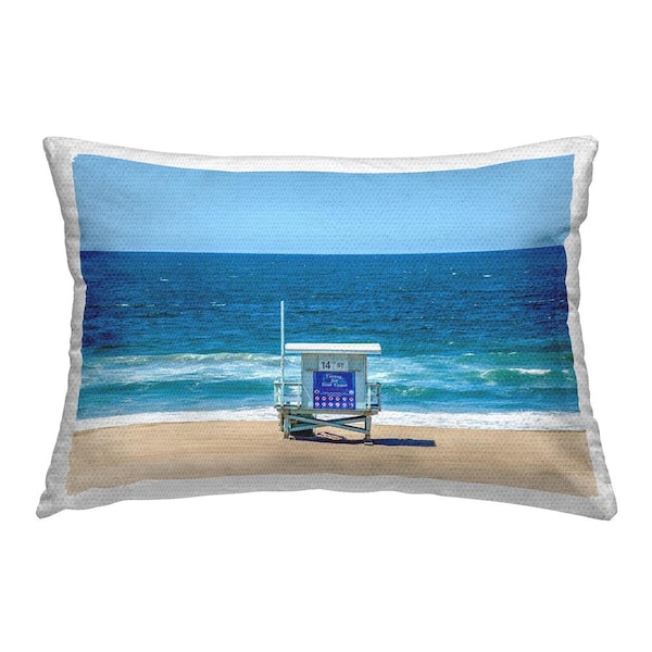 Stupell Industries Blue Beach Shack Blue Rectangular Outdoor Throw Pillow