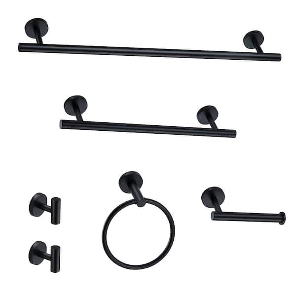 WISBEAM 6-Piece Bath Hardware Set 24 and 16 in. with Mounting Hardware in Matte Black