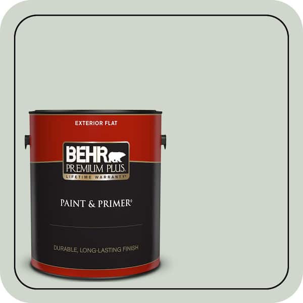 BEHR PREMIUM PLUS 1 gal. #ICC-48 Aspen Mist Flat Exterior Paint & Primer