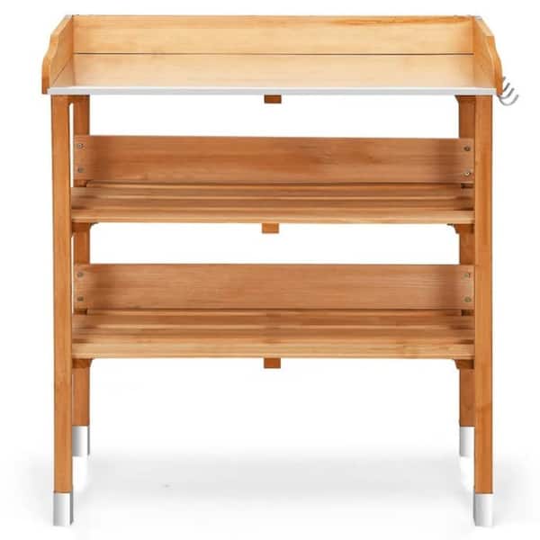 Garden Wooden Potting Bench Workstation with Hook
