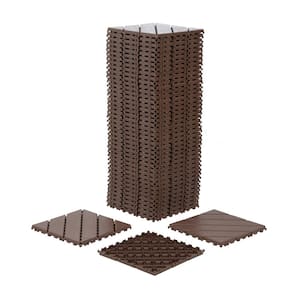 1 ft. x 1 ft. Outdoor Square Waterproof Deck Tile in Brown, All Weather Use ( 44 Per Case)