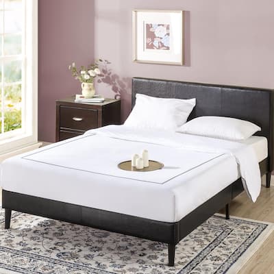 zinus deluxe faux leather upholstered platform bed