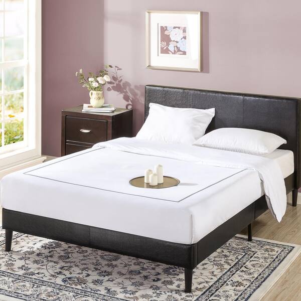 Zinus Jade Black Faux Leather, Faux Leather Twin Platform Bed