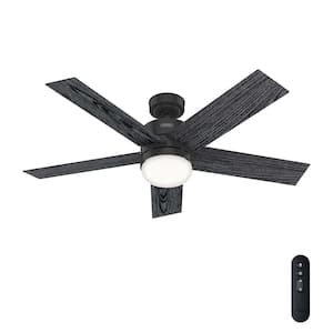 Interface 52 in. Indoor Matte Black Smart Ceiling Fan with Light and Remote Control