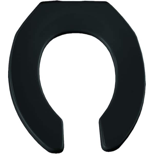 BEMIS Round Commercial Plastic Open Front Toilet Seat in Black Never Loosens
