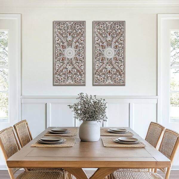 Madison Park Botanical Panel 31.5 in. x 15.75 in. Antique Brown