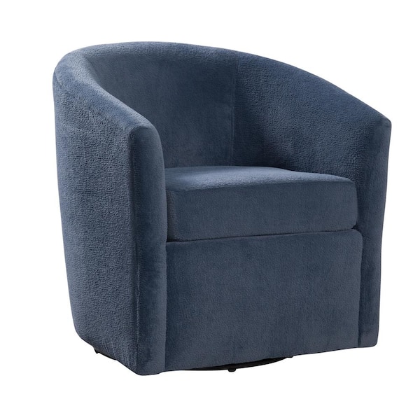 Unbranded Odessa Navy Performance Fabric Barrel Style Accent Chair with Swivel