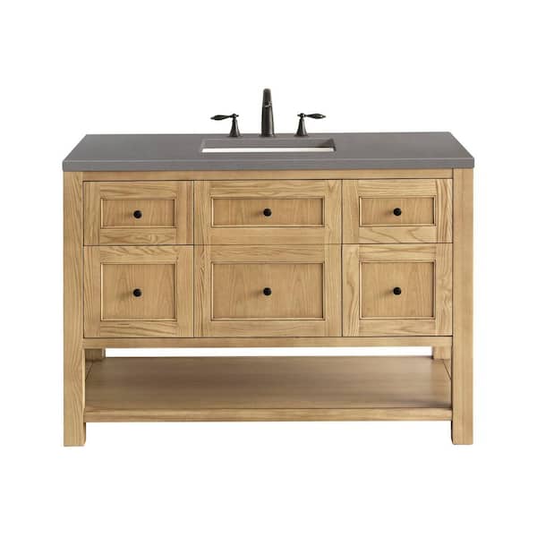 James Martin Vanities Breckenridge 48.0 in. W x 23.5 in. D x 34.2 in. H Bathroom Vanity in Light Oak with Grey Expo Quartz Top