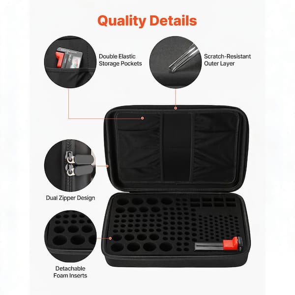 VEVOR Battery Organizer Storage Box With Tester Bt-168 Waterproof Zippered Holds 167 Aa Aaa C D 9v Button Batteries Black