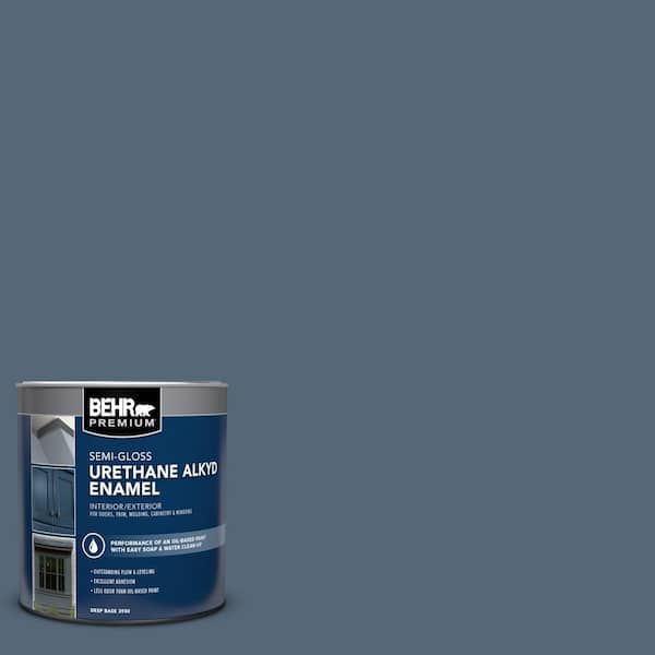 BEHR PREMIUM 1 qt. #S510-6 Durango Blue Semi-Gloss Enamel Urethane Alkyd Interior/Exterior Paint