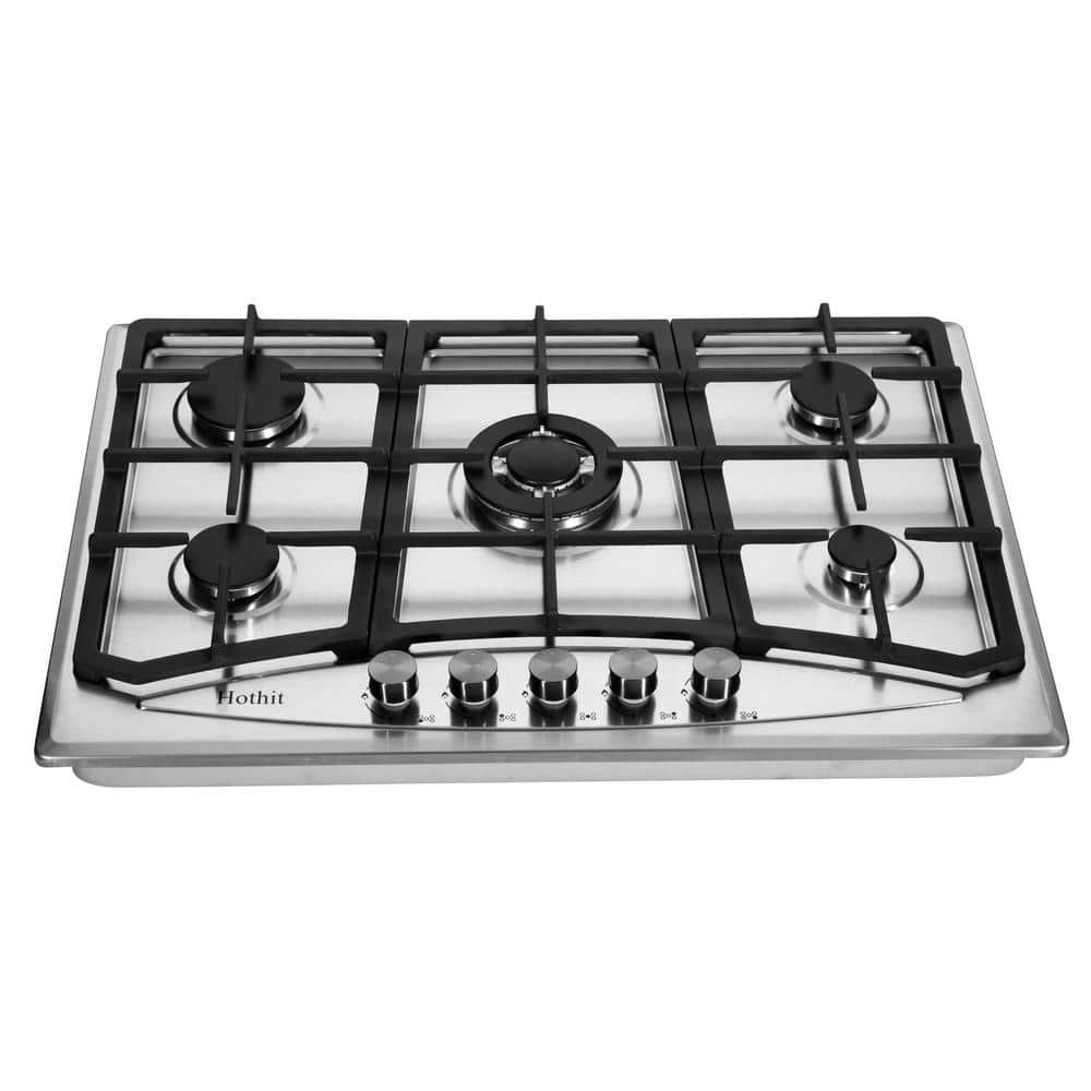 JEREMY CASS 30 in. 5-Burners Recessed Gas Cooktop in Stainless Steel with Power Burners, Include Gas Pressure Regulator, Gas Cooker