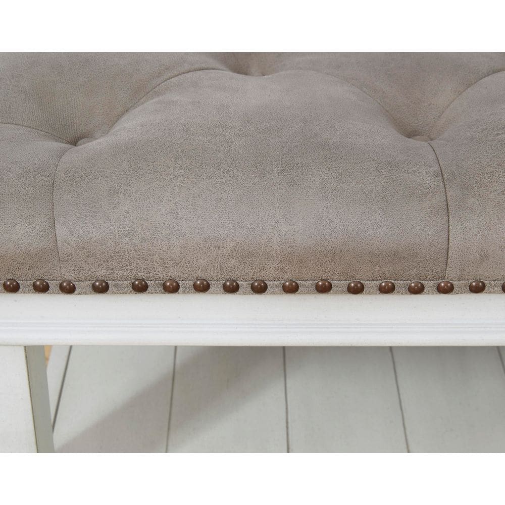 Whitewash Square Tufted Cocktail Ottoman with Lower Shelf