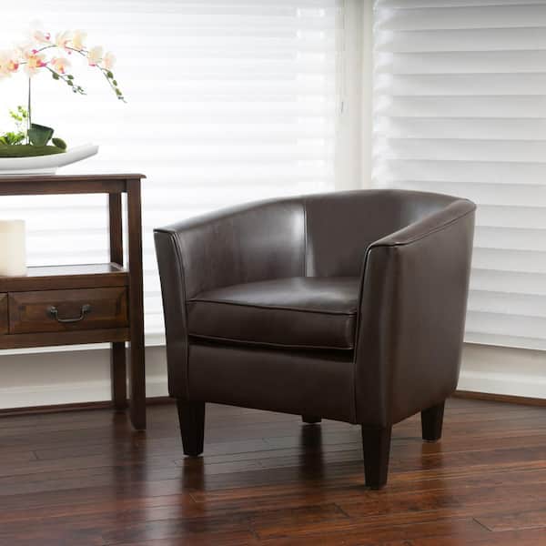 CHRISTOPHER KNIGHT HOME Brown Modern PU Club Chair Arm Chair with Tapered Birch Wood Legs