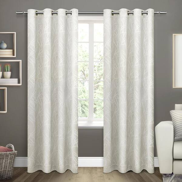 EXCLUSIVE HOME Twig Vanilla Nature Woven Room Darkening Grommet Top Curtain, 54 in. W x 96 in. L (Set of 2)