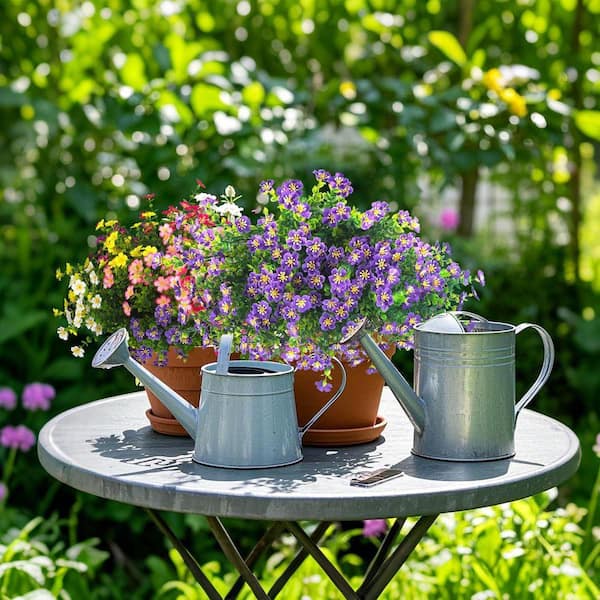 13.5 in. Purple Outdoor Artificial Boxwood Flowers UV Resistant 12