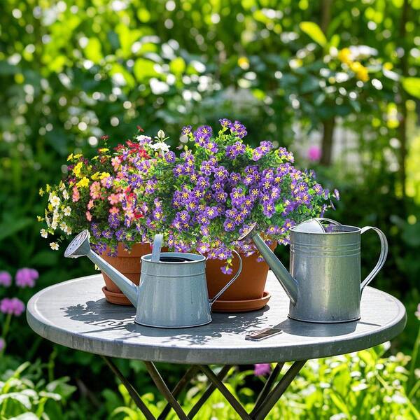 13.5 in. Purple Outdoor Artificial Boxwood Flowers UV Resistant 12