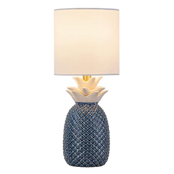 C Cattleya 16.25 in. Pineapple Ceramic Table Lamp, Blue and White