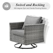 Lake Powell Gray 9-Piece Wicker Patio Conversation Fire Pit Seating Set with Dark Grey Cushions