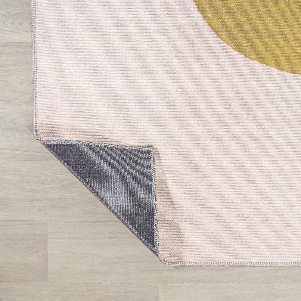 Scandinavian Minimalist Ivory Geometric 4' x 6' Washable Area Rug