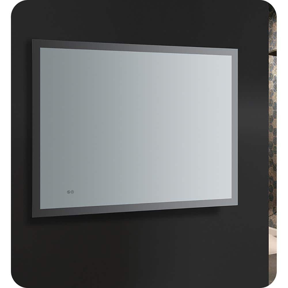 Sleek 48"x36" Frameless Bathroom Vanity Mirror with LED Halo & Fog-Free Technology
