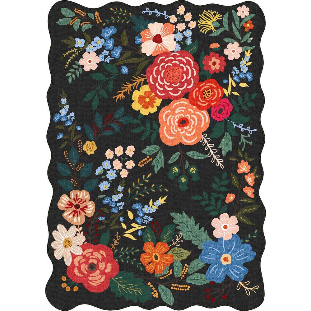 Papaver Rhoeas Black 8 ft. x 10 ft. Floral Washable Area Rug price history on PriceWatchPro