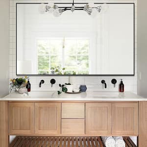 51 in. x 31 in. Large Modern Rectangle Metal Framed Bathroom Vanity Mirror