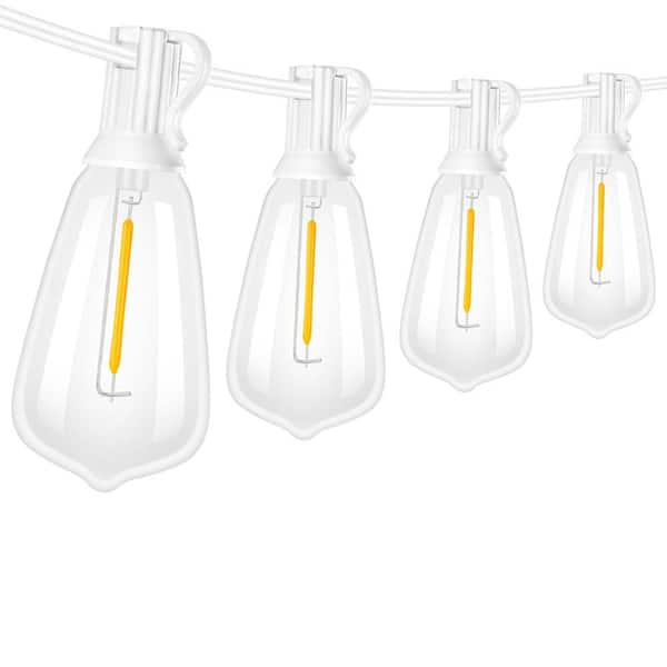 13 Light 25ft White Outdoor Hardwired Edison ST38 LED Patio String