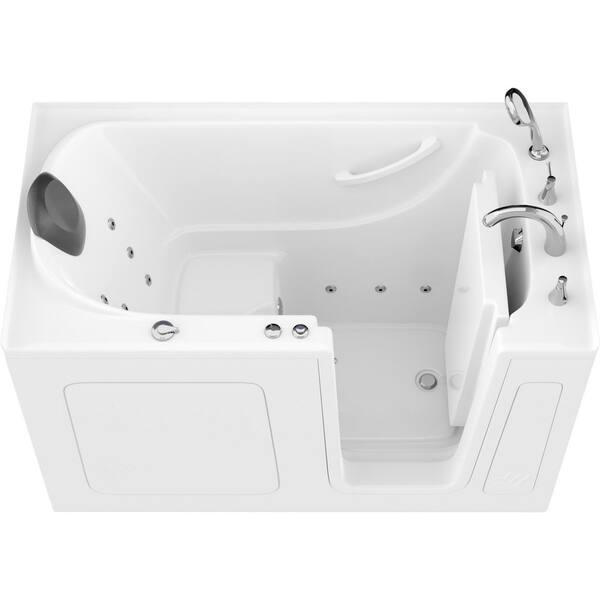 WTHDX Series 60 in. x 32 in. Right Side Drain Walk-In Whirlpool Jetted Bathtub in White with Quick Fill Faucet Set