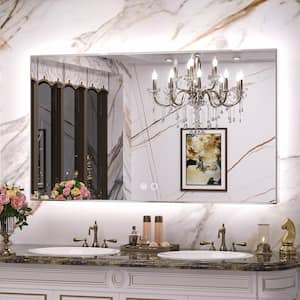 48 in. W x 24 in. H Rectangular Frameless LED Light 3 Color Dimmable Anti-Fog Wall Bathroom Vanity Mirror with Backlit