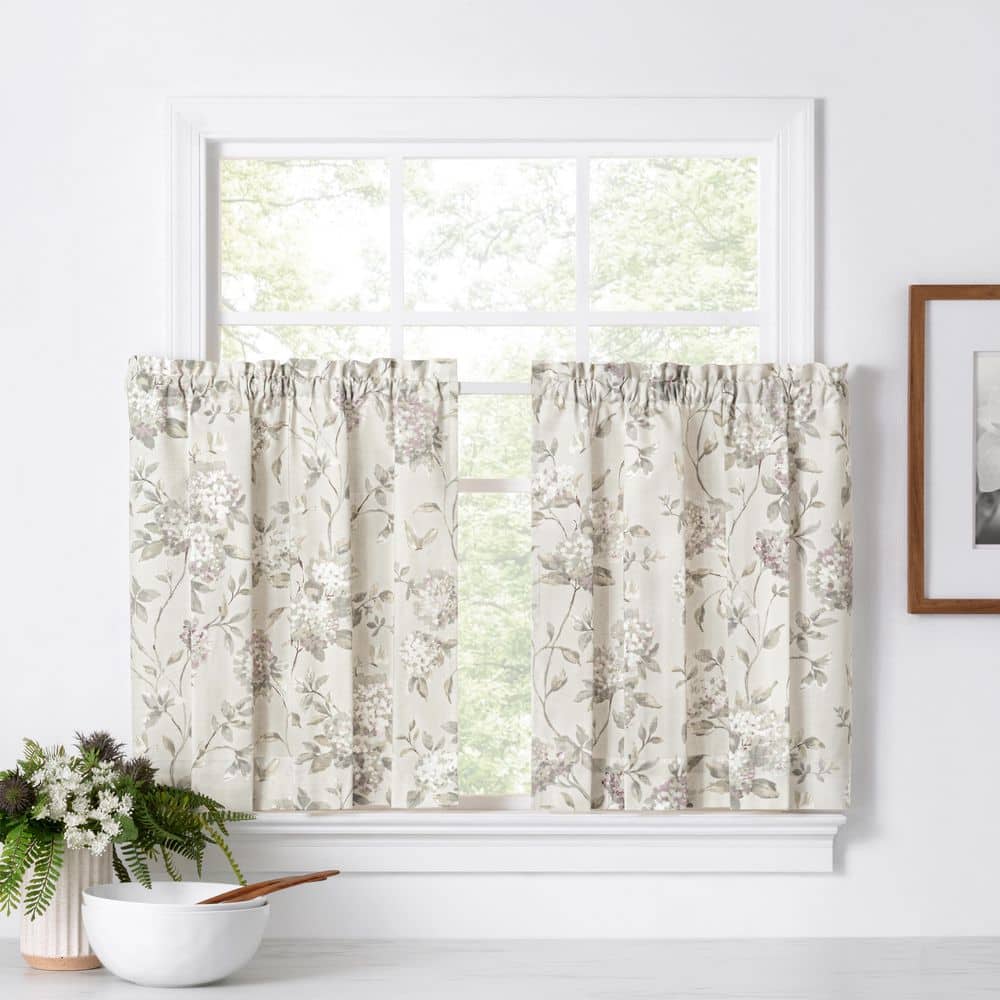 Abigail Lilac Floral Rod Pocket Light Filtering Curtain - 28 in. W x 24 in.