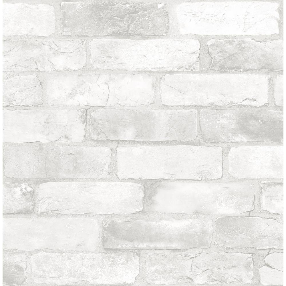 A-Street Prints Rustin White Reclaimed Bricks Paper Strippable Roll ...