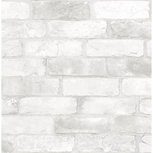 Rustin White Reclaimed Bricks White Wallpaper Sample